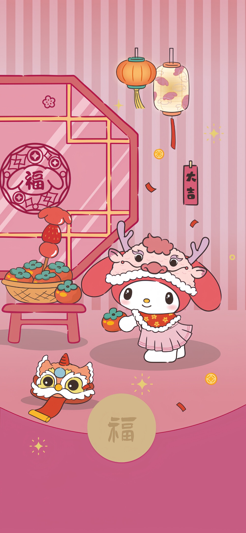 三丽鸥新年壁纸公主请开心暴富
#插画壁纸##新年壁纸#