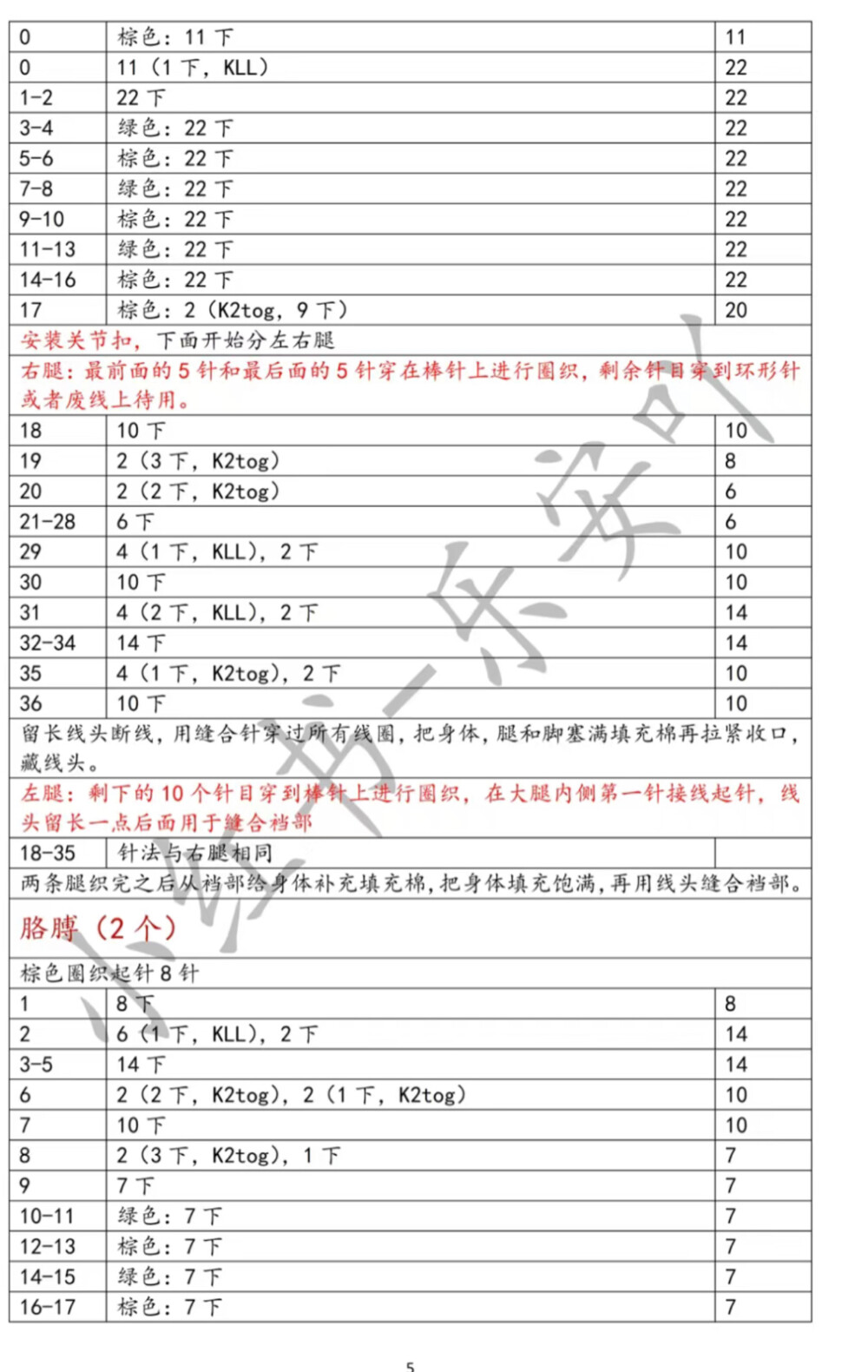 棒针大嘴兔图解