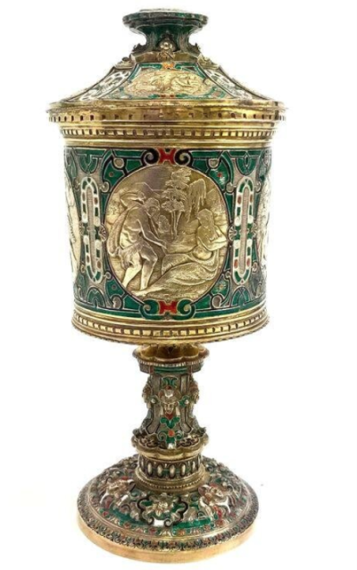 V&A藏1880年代Hermann珐琅高脚杯作品