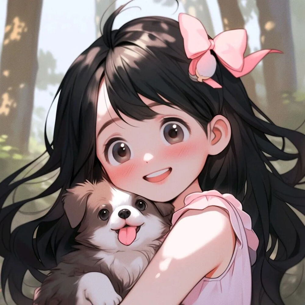 动漫女头抱狗女生ai风女生头像