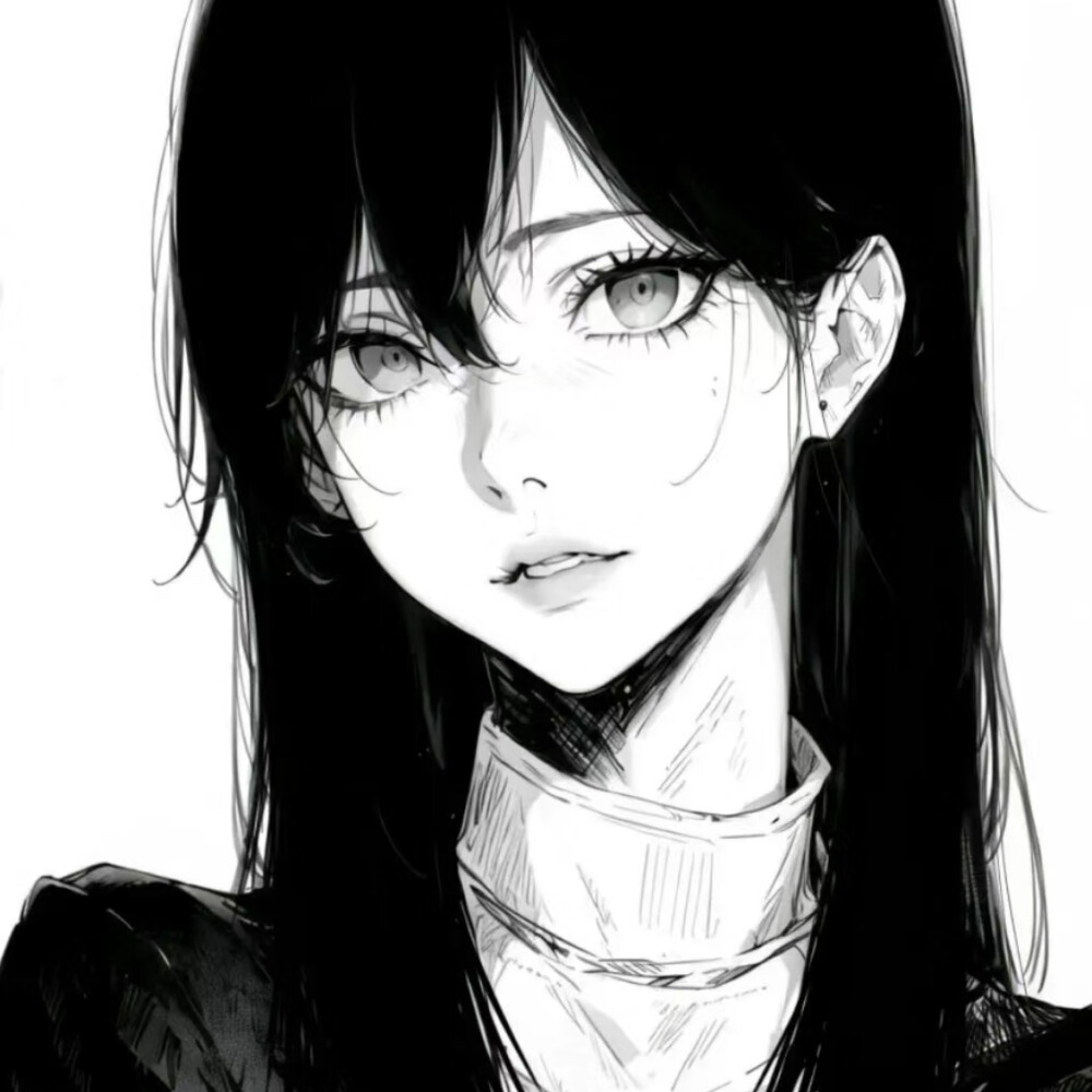 黑白漫画女生头像