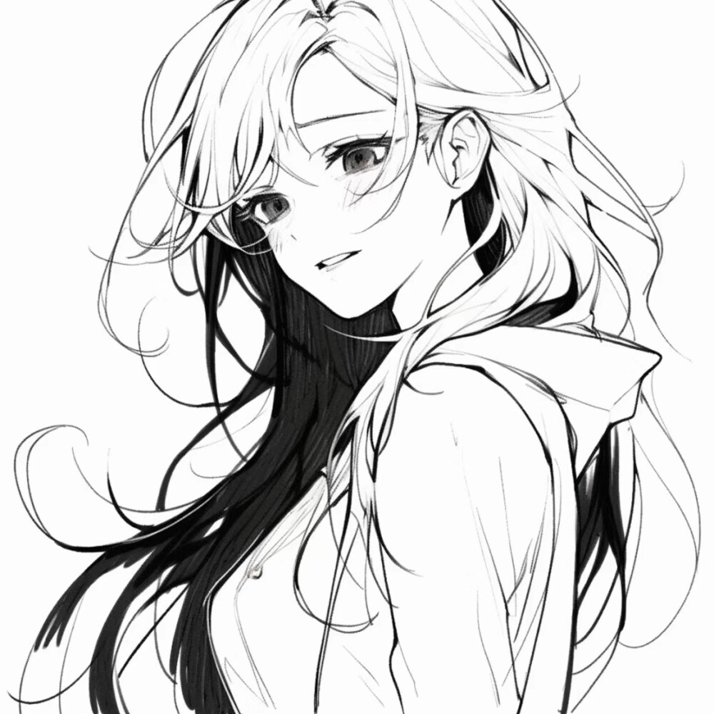 黑白漫画女生头像