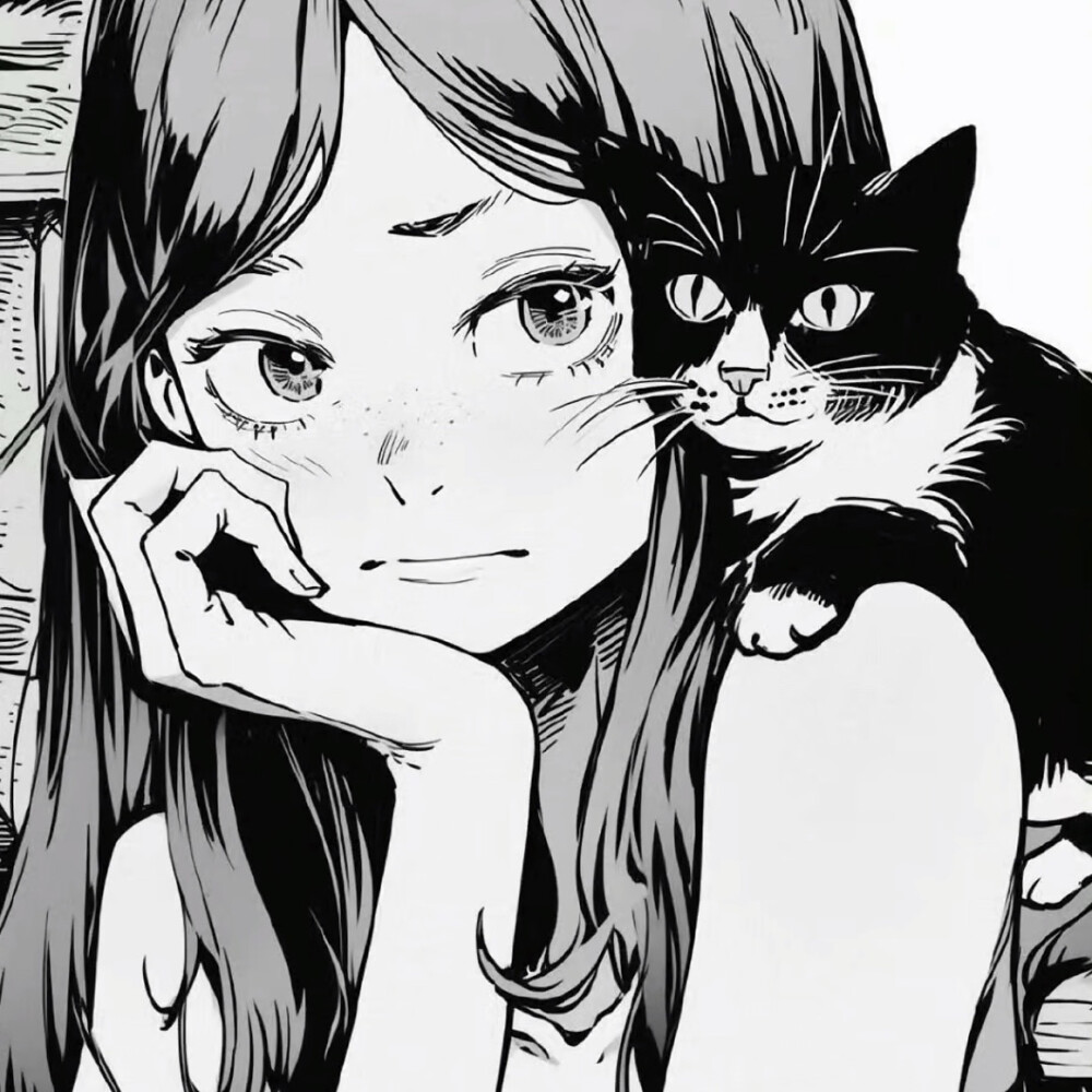 黑白漫画女生头像