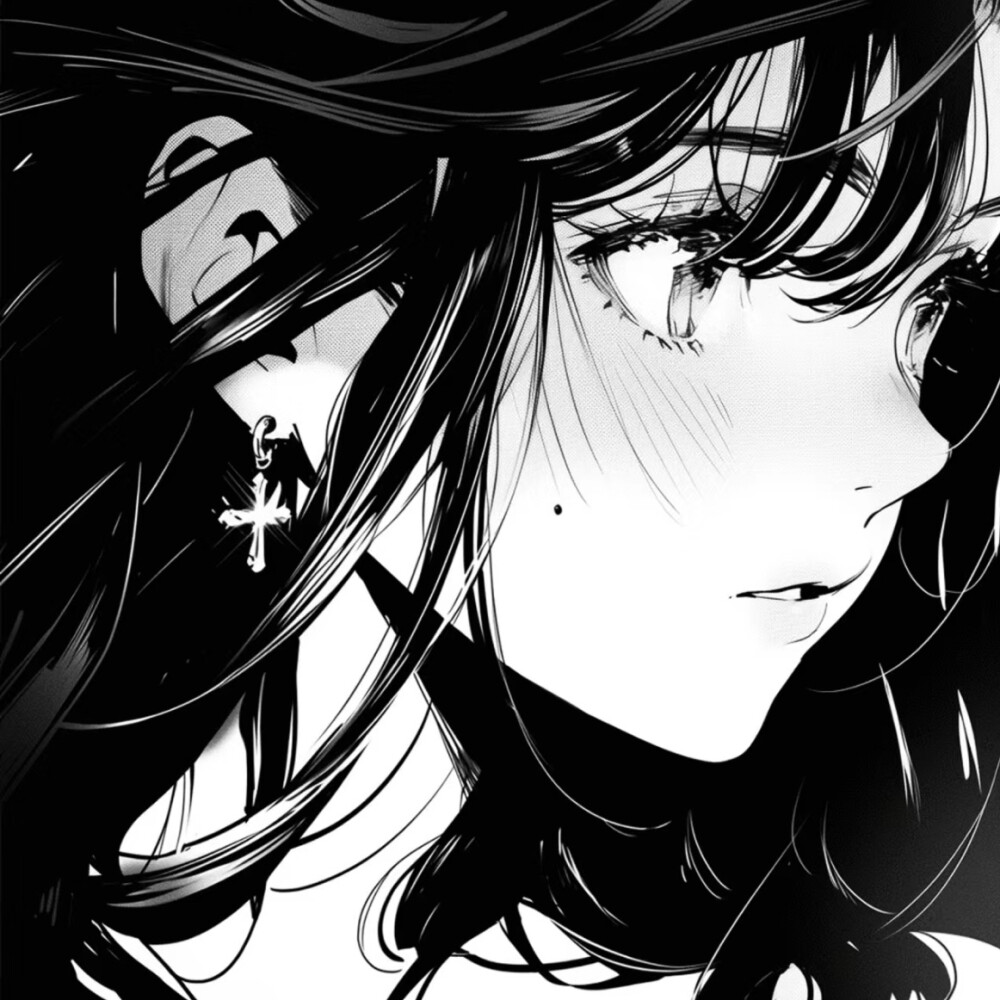 黑白漫画女生头像