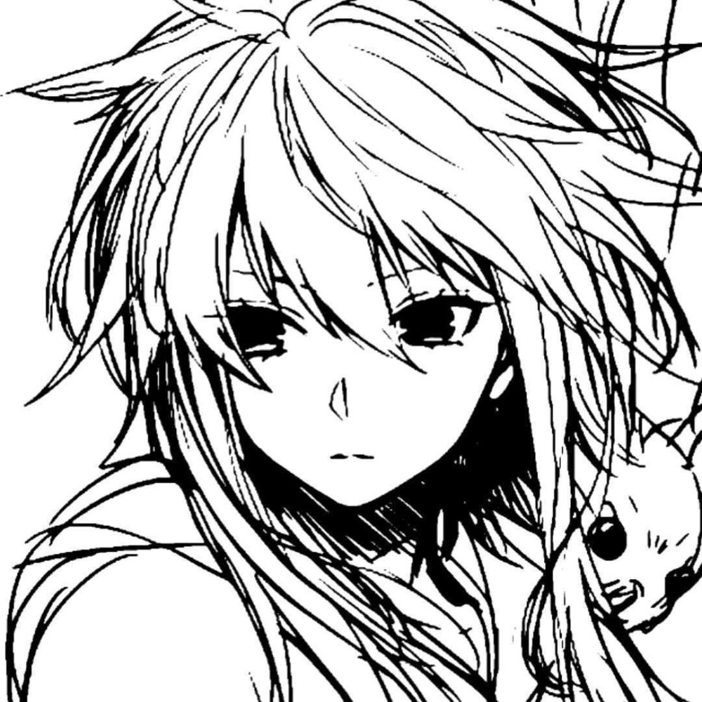 黑白漫画女生头像