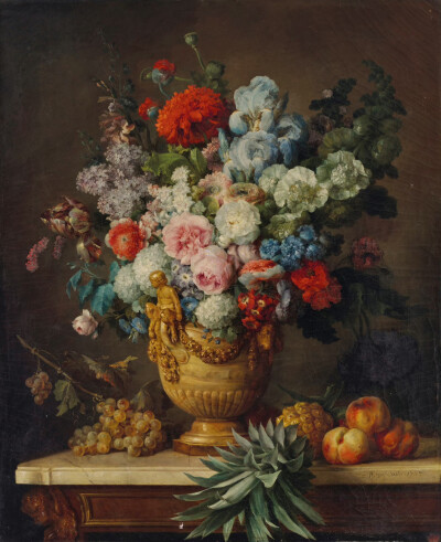 18世纪法国传奇女性艺术家安妮.瓦莱尔-科斯特（Anne Vallayer-Coster，1744-1818）的花卉静物。凭借着出色的天分，安妮在职业生涯的早期就获得了声誉和认可，26岁的时候便被皇家绘画与雕塑学院录取，这也使她成为法…