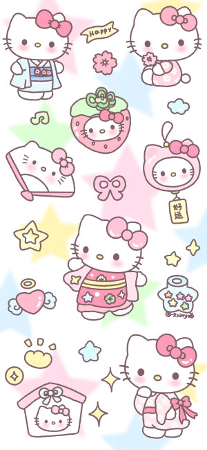 Hello Kitty可爱平铺手机套图壁纸​​​