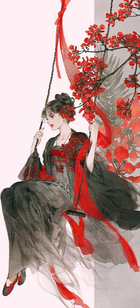 古风壁纸
发现了没有，
人物衣服上的图案是根据背景设计的，好看死了！！！