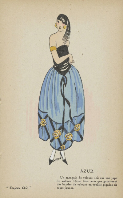 荷兰国立博物馆收藏的1921-1922年出版的《Toujours Chic》时尚目录系列中，那些别致轻盈的装饰艺术风格连衣裙。 ​​​