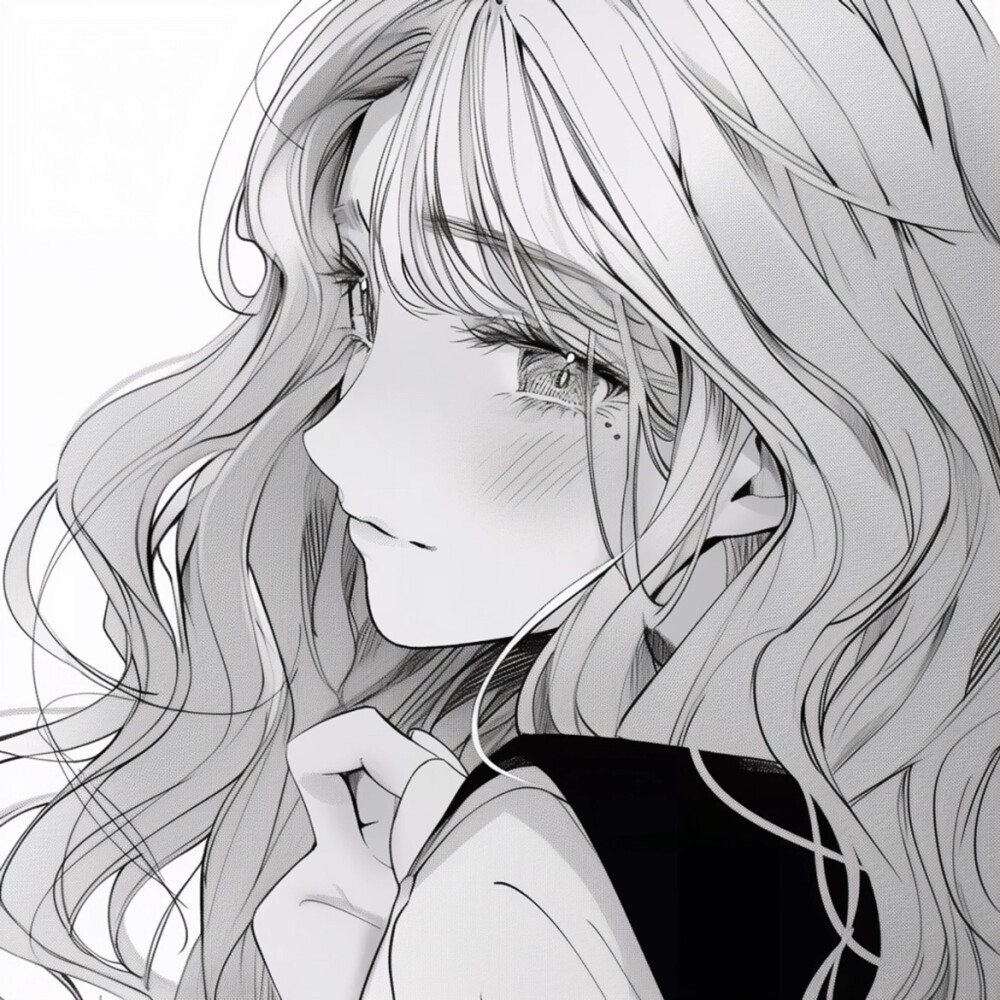 黑白漫画女生头像