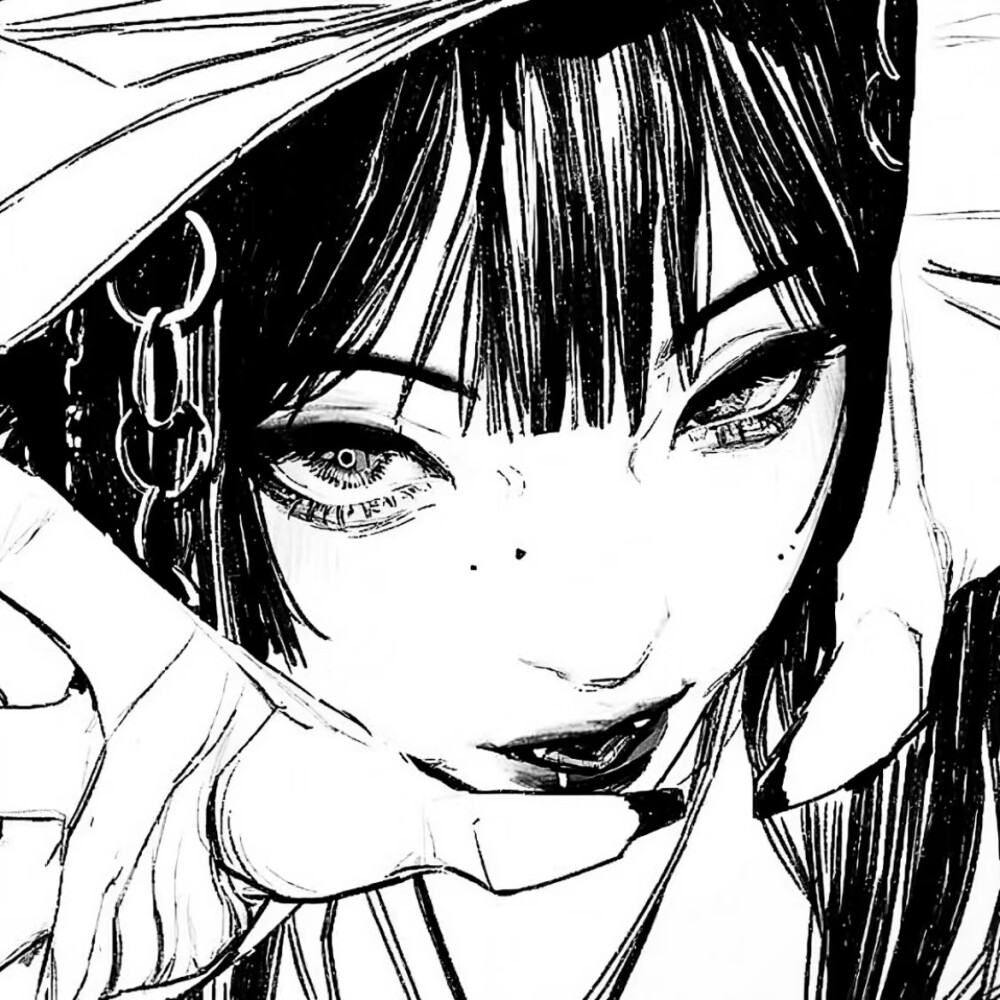 黑白漫画女生头像