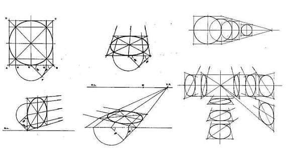 几何透视手稿参考，圆柱画法，透视教程
