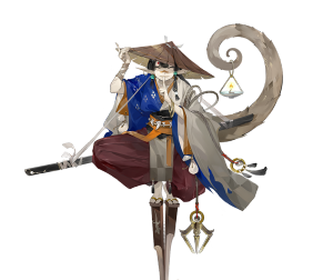 盗人神（cv：粕谷大介/kinsen）

踩着一双高木屐，飞檐走壁，来去自如。
轻松取走别人家中因为忽视而落灰的物品。
又将物品赠予真正会珍惜之人。
这一切都全凭他的喜好。
行动如同鬼魅，至今无人捉住过他。
以至于人们甚至不知道他长什么样子。
被捉时会断尾求生。
但过一段时间尾巴就会长回来。