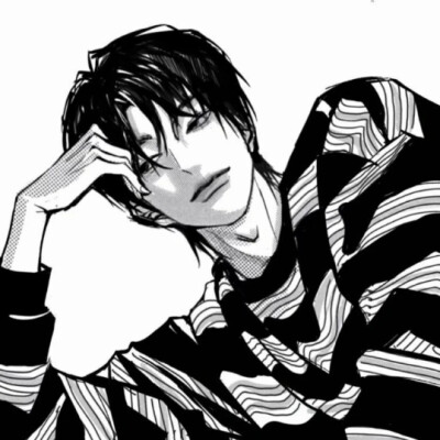 男头，动漫，黑白