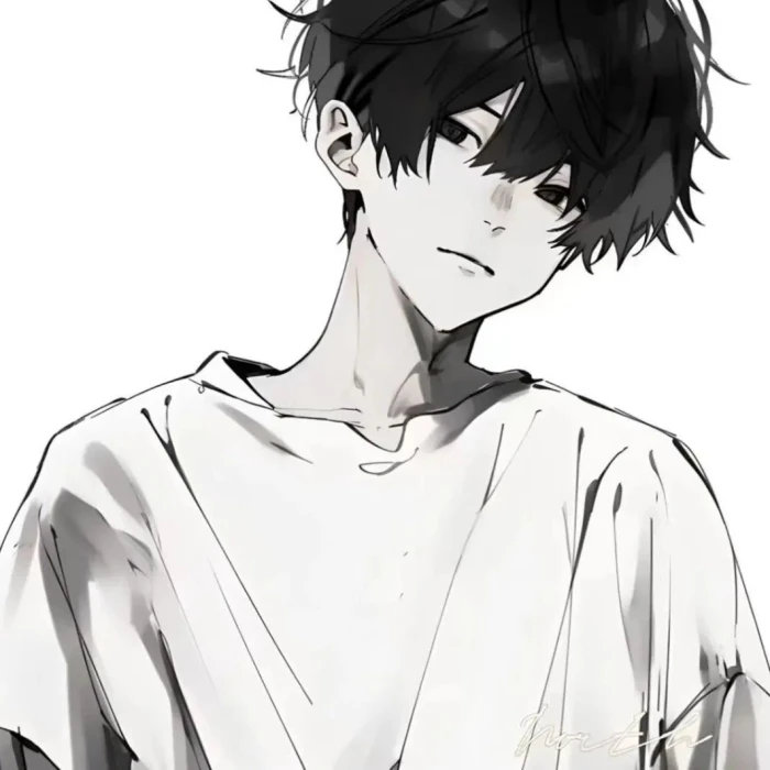 男头，动漫，黑白