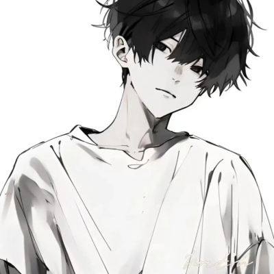 男头，动漫，黑白