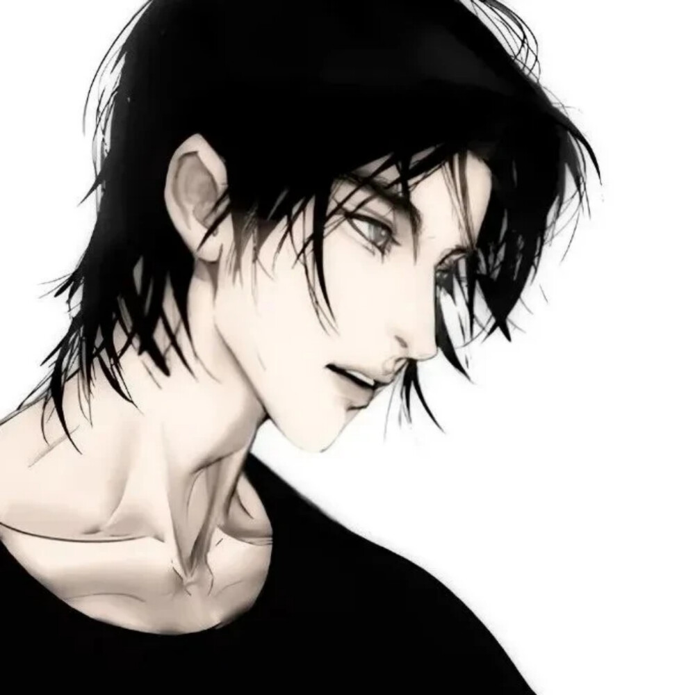 男头，动漫，黑白