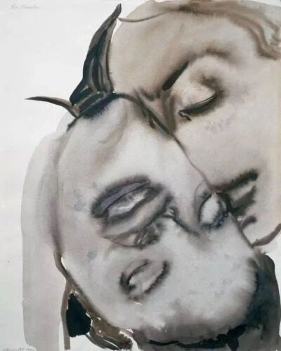 © Marlene Dumas｜ The Passion 1994 61 × 49 cm Paper watercolor Artist / 马琳·杜马斯 激情 纸本水彩