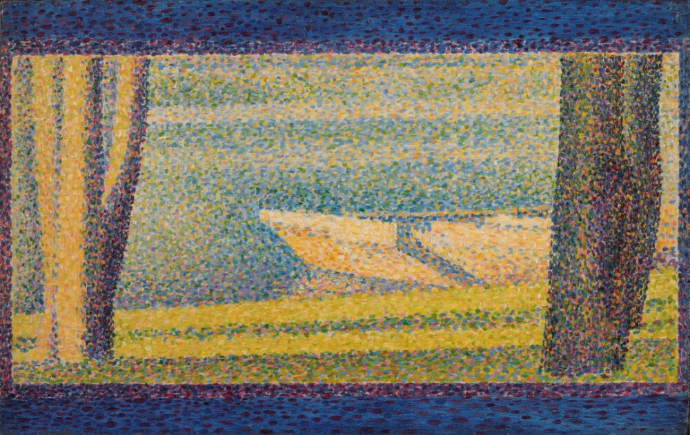 Georges Seurat, Moored Boats and Trees, 1890. Oil on wood, 65/16 × 913/16 in. The Philadelphia Museum of Art. 