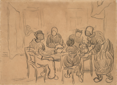 Interior with Five Figures Around a Table,
March-April 1890,Pencil on paper,23.2x32.0cm
