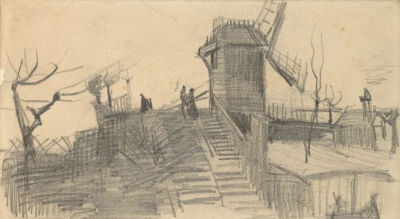 Moulin de Blute-Fin,March-April 1886,pencil on paper,10.9x19.8cm