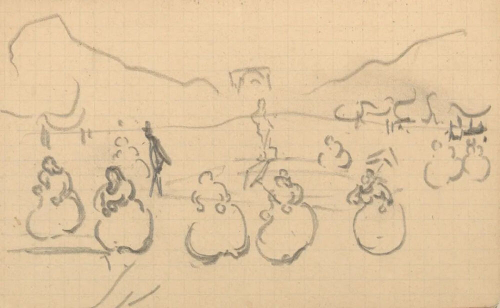 Figures in a Landscape,May-July 1890,pencil on paper,13.4x8.5cm