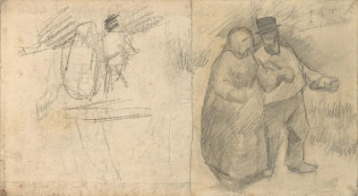 Couples Out for a Stroll,February-June 1886,pencil, chalk, on paper,10.9x19.8cm