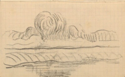 Landscape with the River Oise,May-July 1890,chalk on paper,13.4x8.5cm
