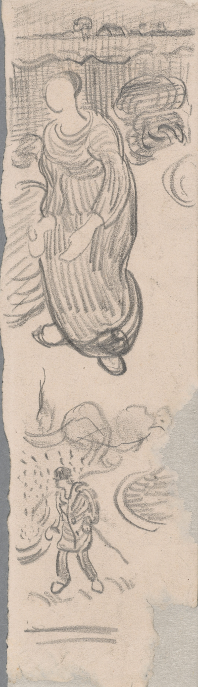 Sketches of a Man and of a Woman on a Road,
March-April 1890,Pencil on paper,24.2x7.0cm
