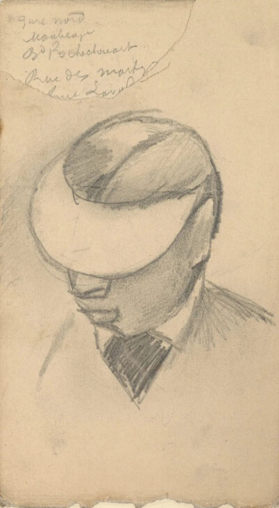 Head of a Man with Sun Visor,February-June 1886,pencil on paper,10.9x19.8cm
