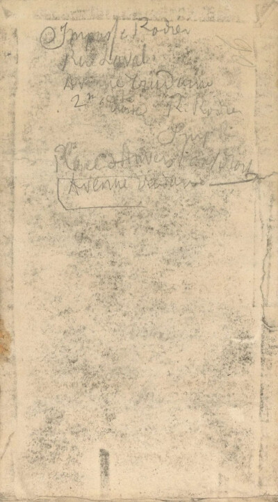 Inside endpaper with note and rubbing,February-June 1886,pencil on paper,10.9x19.8cm
