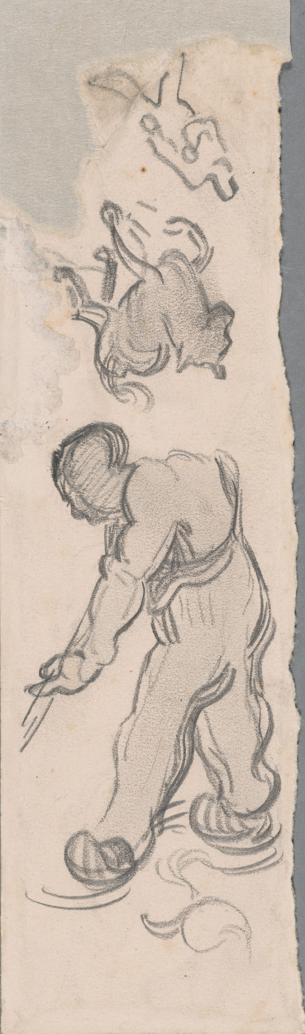 Sketches of a Man Working and a Horse,
March-April 1890,Pencil on paper,23.0x7.1cm
