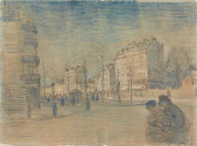 The Boulevard de Clichy,February 1887,pencil, pen and ink, chalk, watercolour, on paper,40.1x54.4cm