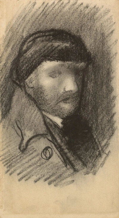 Head of a Man,February-June 1886,chalk on paper,10.9x19.8cm