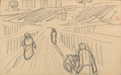 Figures on a Bridge or Road (lower part),May-July 1890,pencil on paper,13.4x8.5cm
