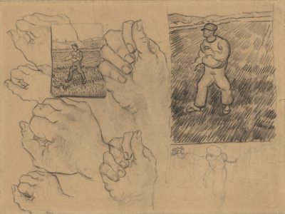 Studies of a Sower and of a Hand,March-April 1890,chalk, pencil, on paper,23.9x31.9cm