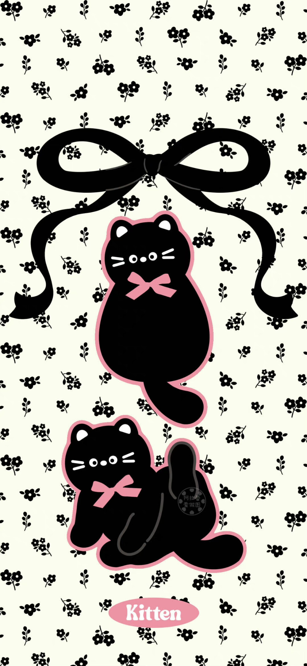 可爱的黑色小猫咪系列壁纸