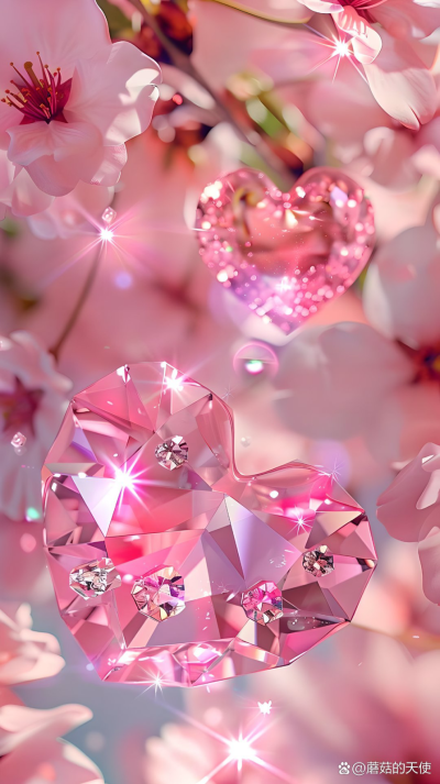樱花树下，隐藏着一颗粉红色的心形宝石！