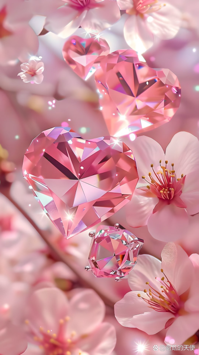 樱花树下，隐藏着一颗粉红色的心形宝石！