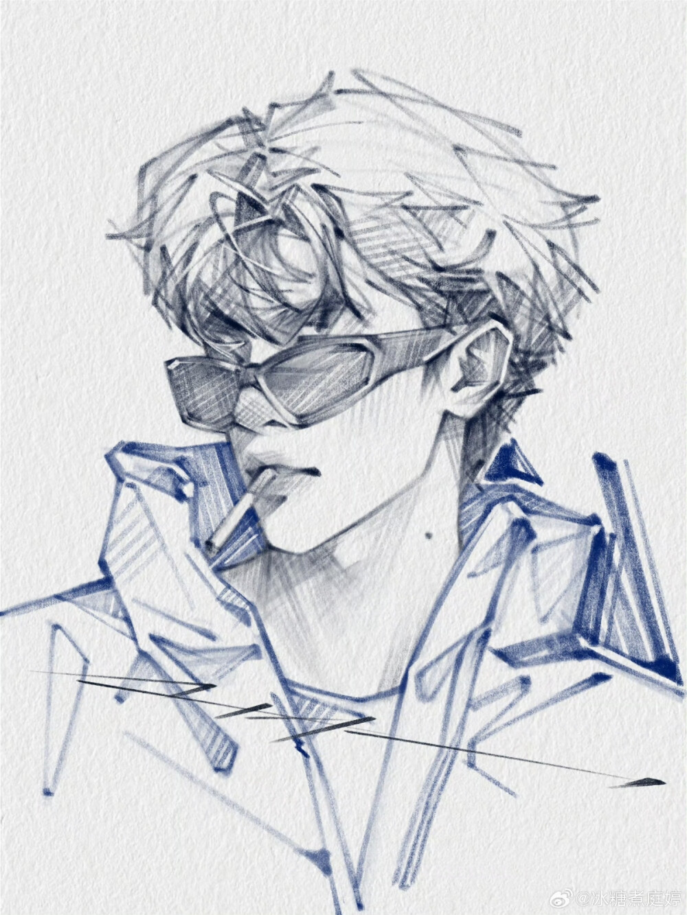 人物插画绘画线稿黑白手绘头像素描临摹细节几何素材风格个性