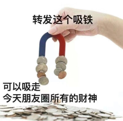 转发这个磁铁，可以吸走今天朋友圈所有的财神，表情包