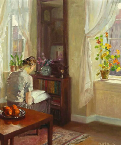 19世纪艺术家Robert Panitzsch的画，在当时的人看来或许多少显得孤独：空空的房间、孤独的少女、巨大的落地窗。谁曾想这样的时光，100年后却成了宅家人最想实现的梦想。
