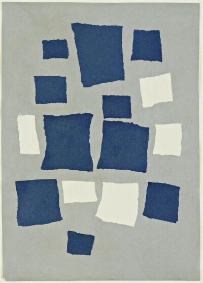 让·阿普作品《按照偶发规则排列的拼贴画》1916 - 1917
