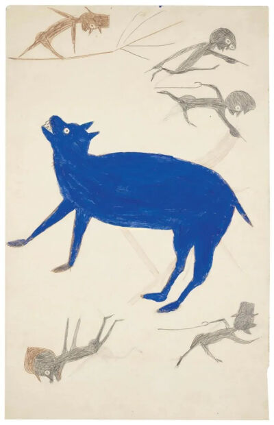 blue animal with five figures1939-1942