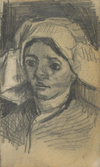 Head of a Woman,November 1884-September 1885,pencil on paper,12.4x7.5cm
