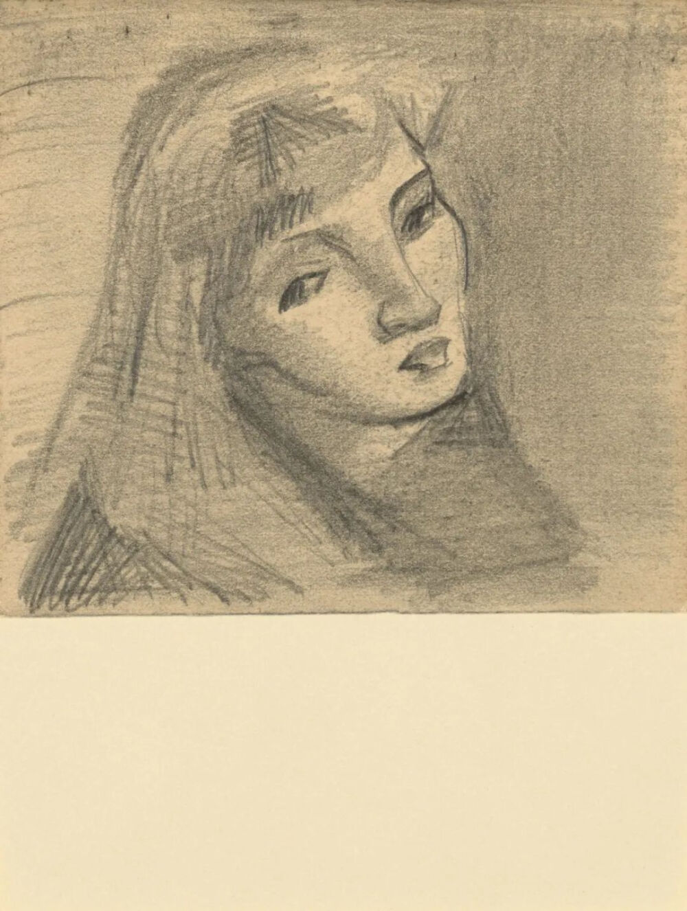 Head of a Woman,June 1885-June 1886,pencil on paper,10.2x9.4cm