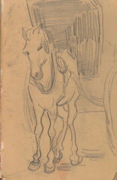 Horse and Carriage,May-July 1890,pencil on paper,13.4x8.5cm