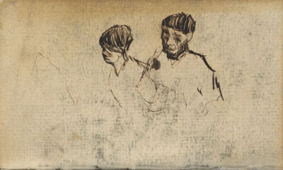 Two Heads,November 1884-September 1885,pen and ink on paper,12.4x7.5cm
