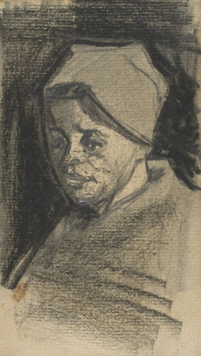 Head of a Woman,December 1884-May 1885,pencil, chalk, on paper,12.4x7.5cm