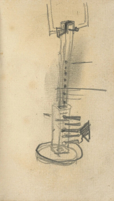 Construction drawing of a perspective frame,July 1885,pencil on paper,12.4x7.5cm
